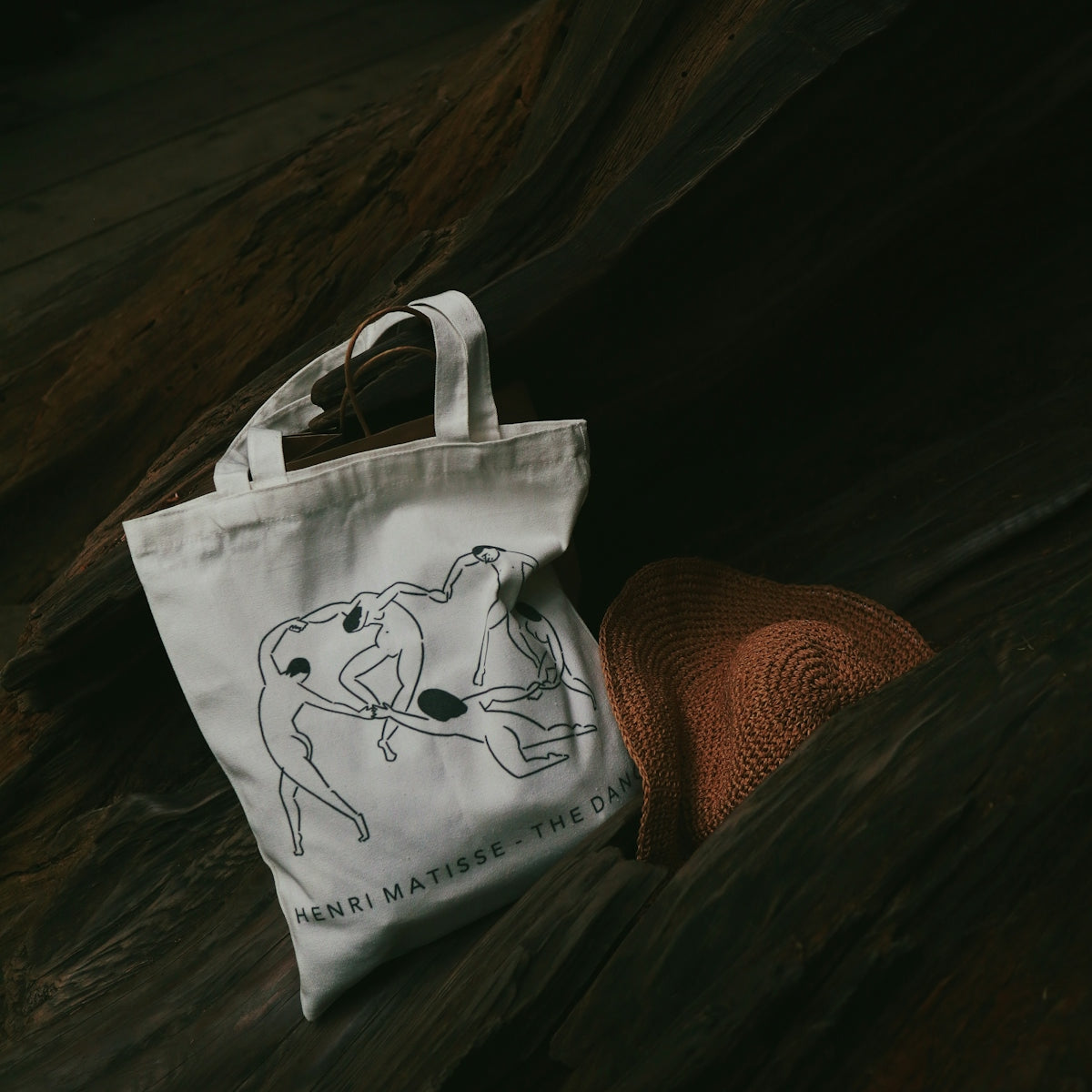 white and black tote bag