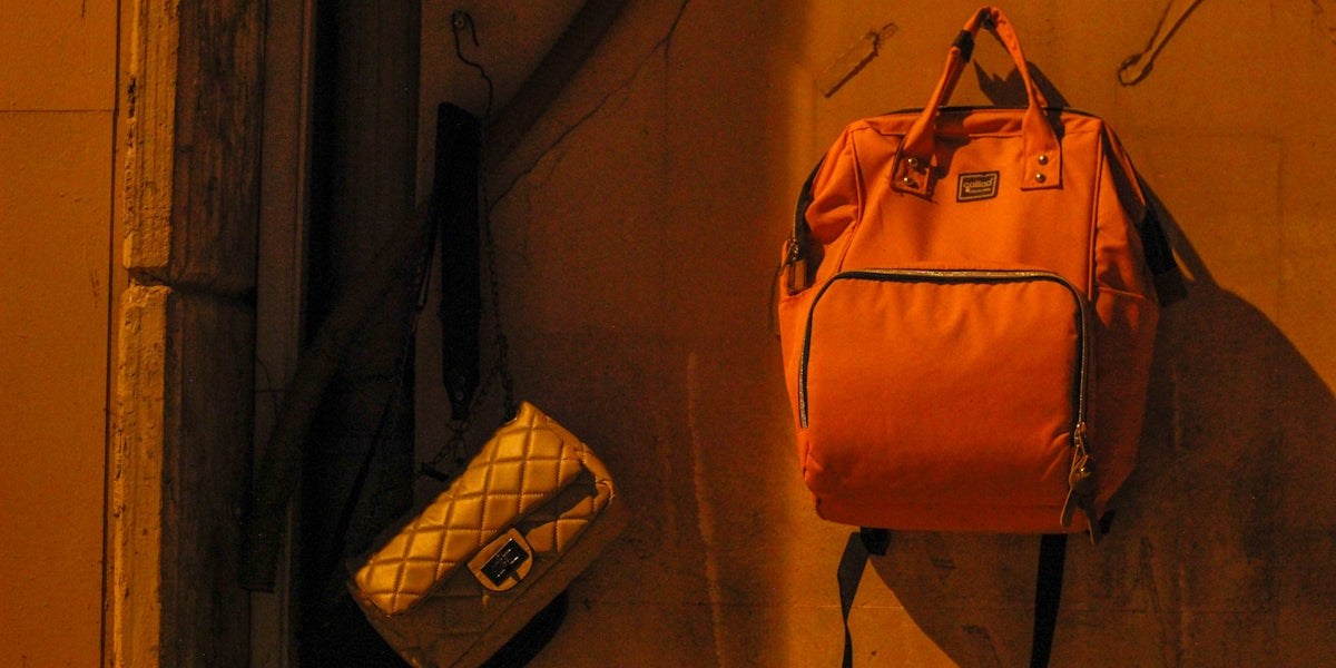 a couple of bags on a wall