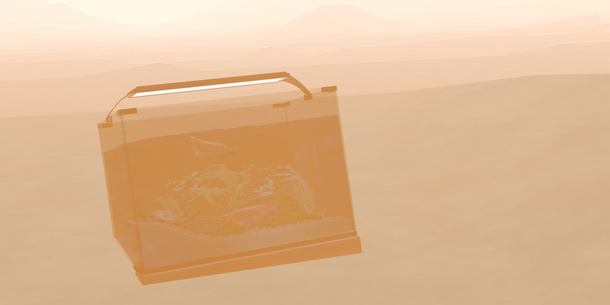 a bag floating in the air over a desert