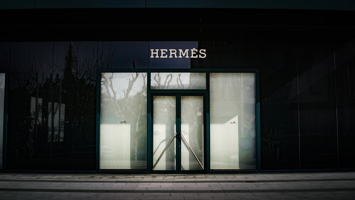 Hermes store front with large glass windows
