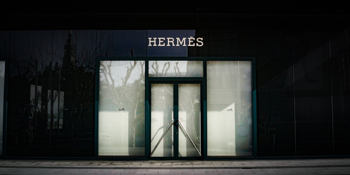 Hermes store front with large glass windows