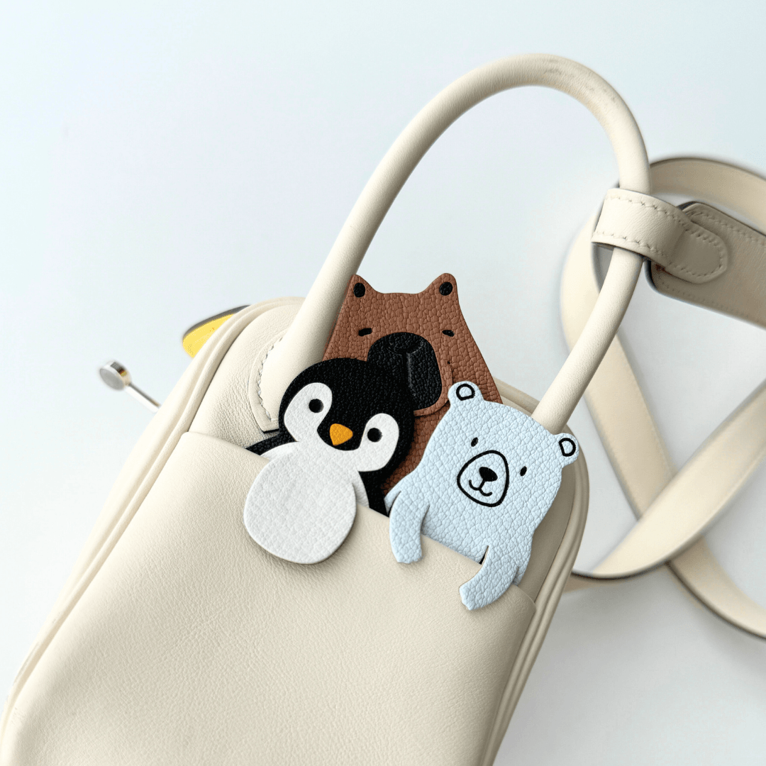 Animal Leather Bag Charms – Polar Bear, Capybara, and Penguin – Sorte ...